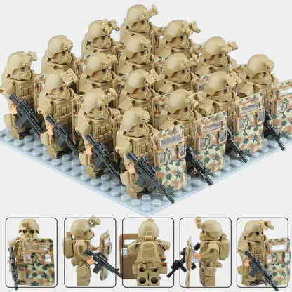 Building block riot police mini humanoid doll reloaded anti-virus ghost special police marine humanoid doll, cartoon toy gift