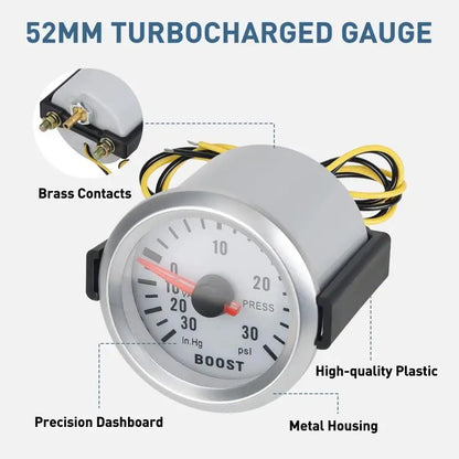 Universal 52mm Turbo Boost Gauge with Digital Display Accurate 0-30 PSI for Car Pressure Monitoring