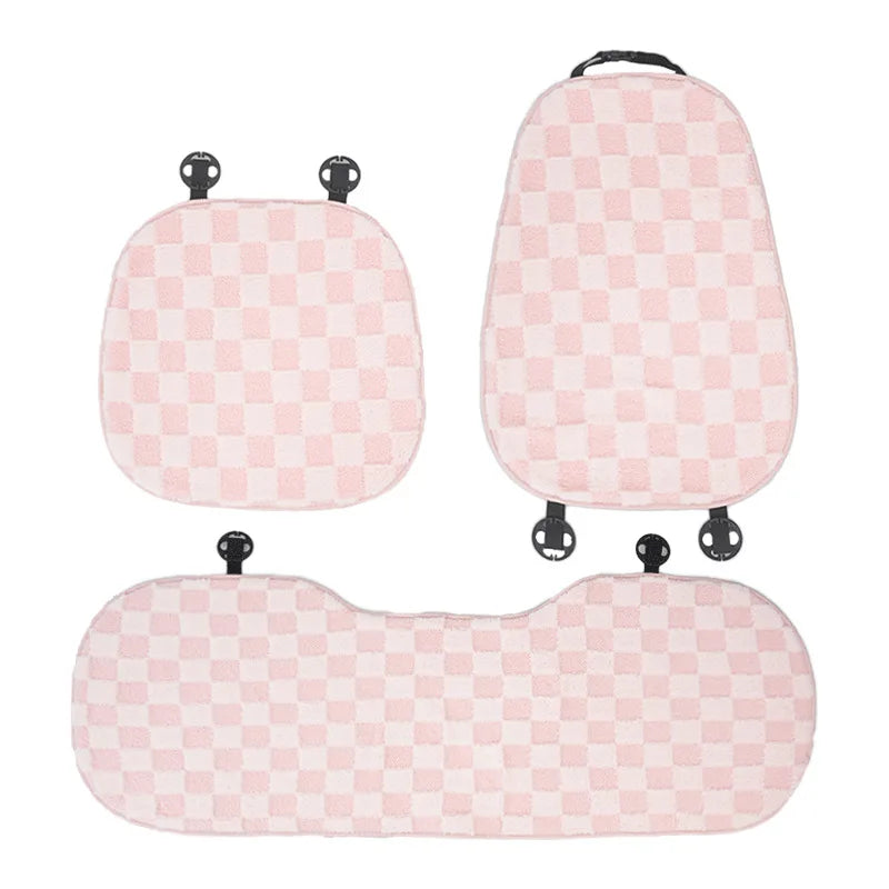 Pink Car Seat Cushion Covers Winter Thick Warm Anti-Slip Plush Comfortable Simple Design Car Seat Cover Seat Accessories