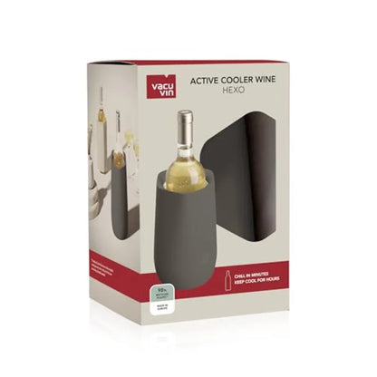 Wine Cooler Hexo Graphite Modern Active Wine Bottle Chiller with Removable Cooling Sleeve Geometric Design Reusable, Ice-Free C