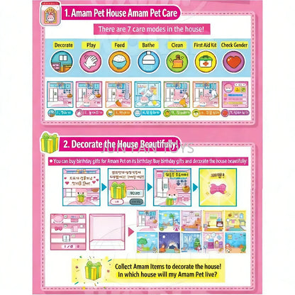 Original Yummy Jam House Korean Mini Electronic Interactive Virtual Bunny Feeding Pet Spoon Raising Game Kids Birthday Gift Toys