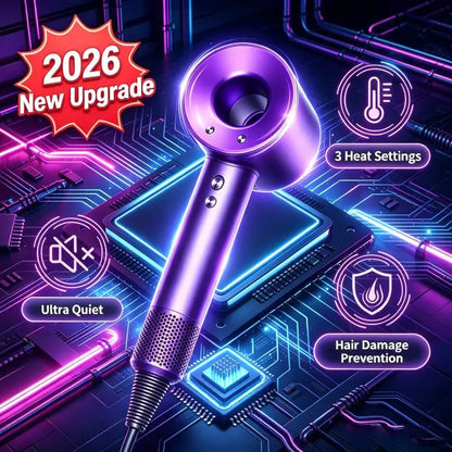 2026 Home Travel Professional Leafless Wall-mounted Hair Dryer Negative Ion with Air Collecting Scattering Nozzle Salon Tool