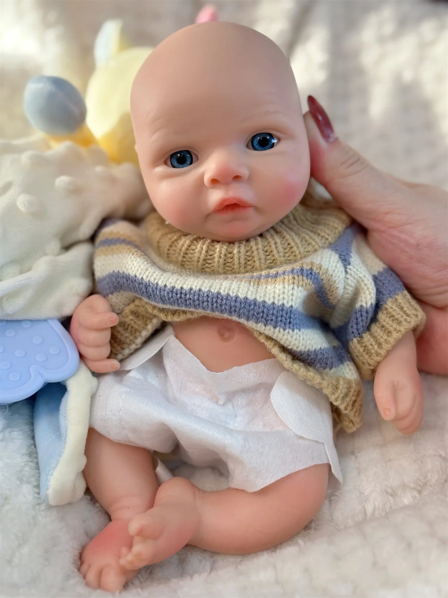 25CM Silicone Boy Reborn Dolls Painted Full Body Soft Solid Silicone Newborn Baby Dolls For Gifts reborn de silicone real cuerpo