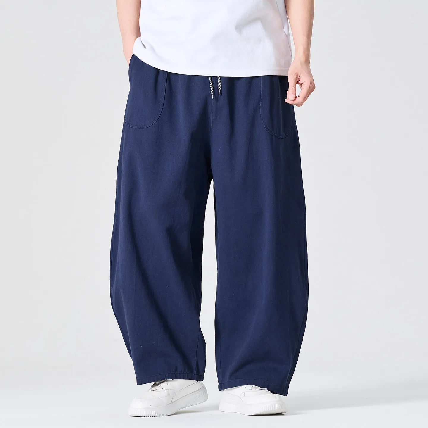 Wide Leg Pants Men Loose Fashion Harajuku Casual Trousers Men Cotton Comfortable Joggers Solid Color Cargo Pants Men Streetwear