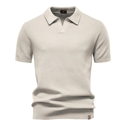 AIOPESON Men's Summer Breathable Polo Shirt Short Sleeve Solid Color Casual Polo Shirts for Men Lightweight Stretch Polo ﻿