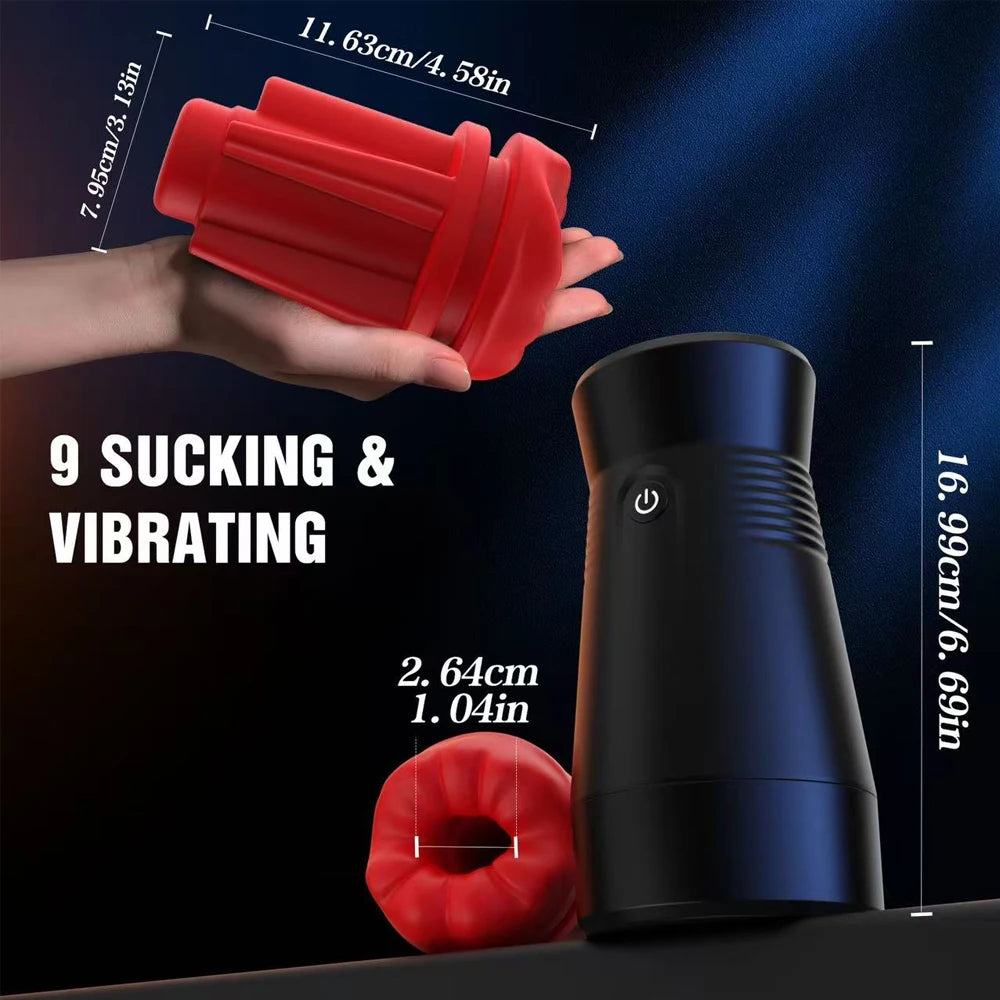 Male Masturbator 5IN1 Male Sex Toy with 9 Vibrating & 3D Mouth Stroker Cup Pocket Pussy Adult Sex Toys & Games Blowjob Toy