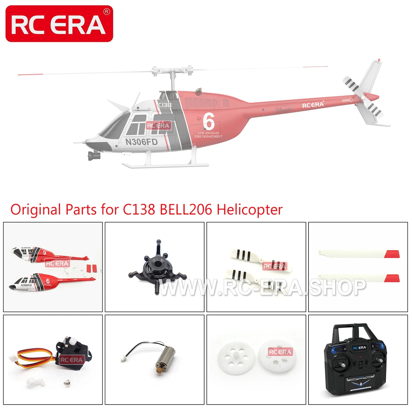 RC ERA C138 BELL 206 Jet Ranger 6-axis Gyro Stabilized Altitude Hold 4ch RC Helicopter Aircraft Hobby for Adults -RTF