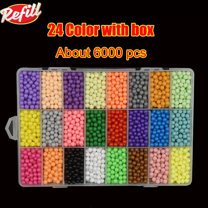 Non-Iron Magic Fuse Beads Kit 5mm 24 Colors 6000 Beads Creative Refill Set DIY Art Crafts Toys for Kids Beginners Craft Kit