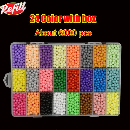 Non-Iron Magic Fuse Beads Kit 5mm 24 Colors 6000 Beads Creative Refill Set DIY Art Crafts Toys for Kids Beginners Craft Kit