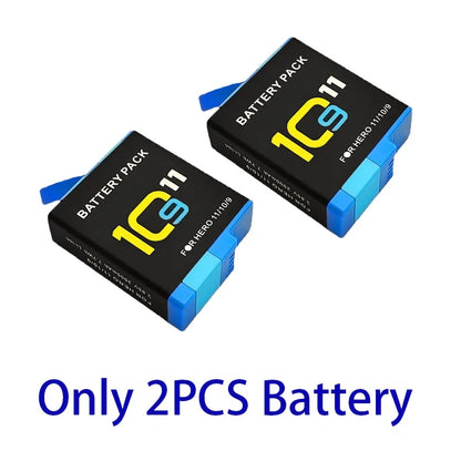 2000mAh Battery For GoPro Hero 11 10 9 Li-ion Battery Pack Motion Camera Battery Storage for GoPro Hero9 Rechargeable Batteries