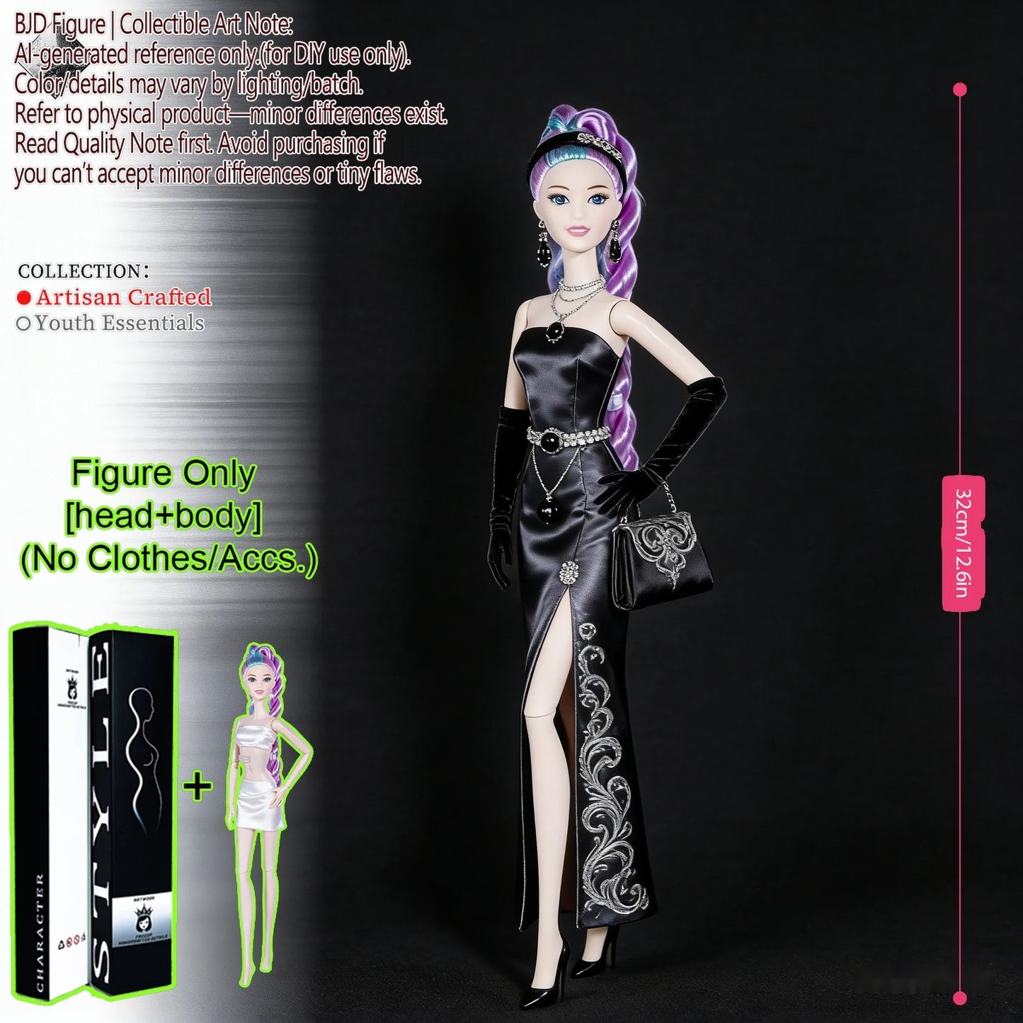 12.6 Inch 1/6 Fashion BJD MJD Supermodel Doll Ball Jointed Posable Collectible Realistic Hair NoClothes