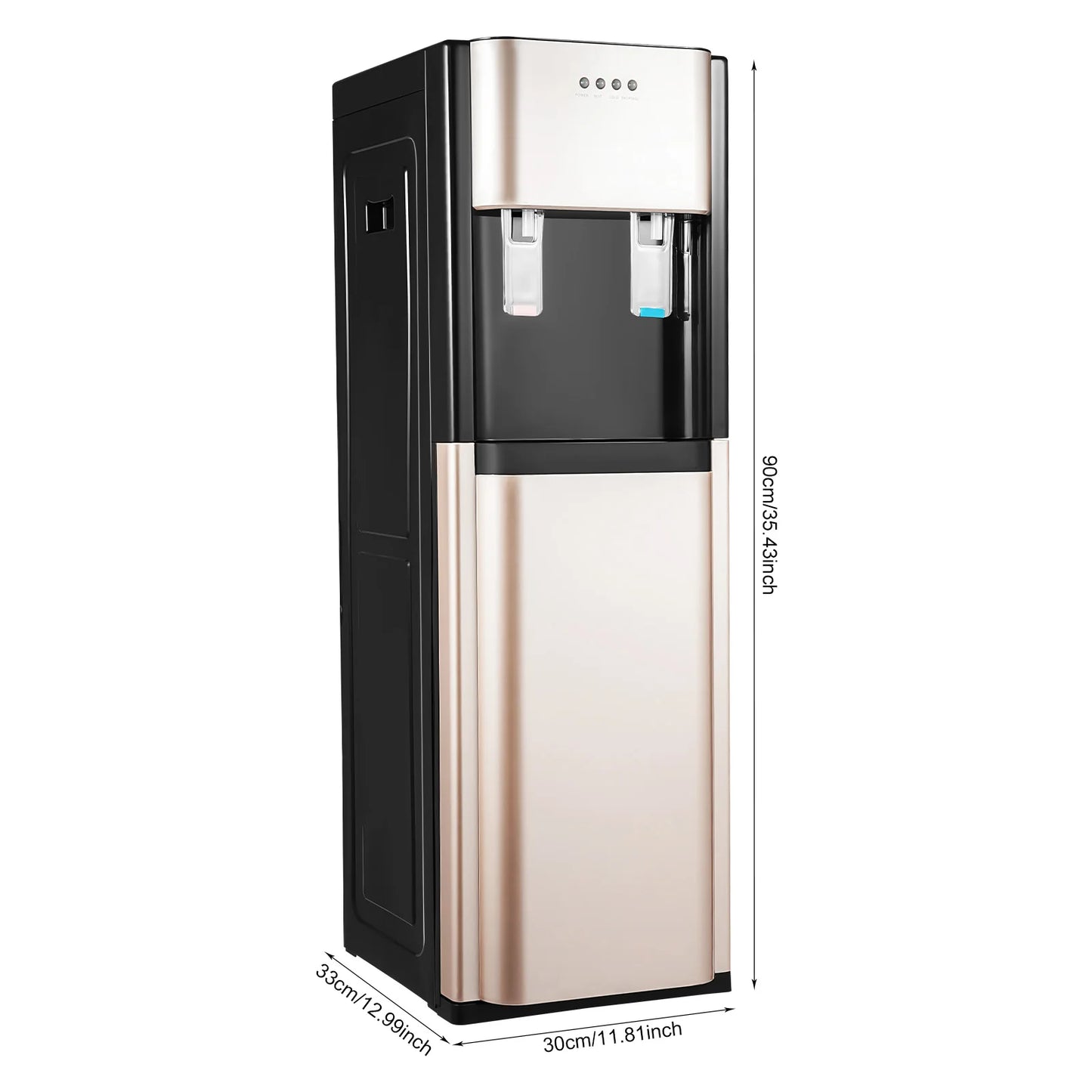 Water Dispenser Hot Cold Water Cooler Dispenser Bottom Loading Fast 0.16GalH 450W Heating 70W Cooling 304 Stainless Steel 110V US Plug No Assembly Gold