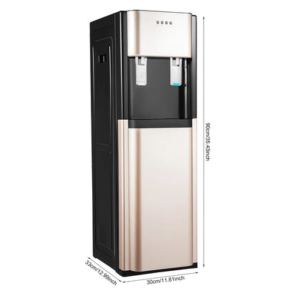 Water Dispenser Hot Cold Water Cooler Dispenser Bottom Loading Fast 0.16GalH 450W Heating 70W Cooling 304 Stainless Steel 110V US Plug No Assembly Gold