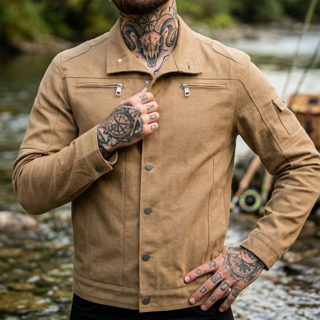 Biker Style Denim Jacket Men's Zipper Men's Jacket Outdoor Fishing Wear Street Fashion Men's Denim Top