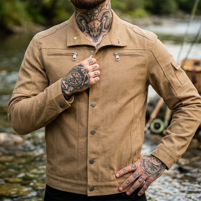Biker Style Denim Jacket Men's Zipper Men's Jacket Outdoor Fishing Wear Street Fashion Men's Denim Top