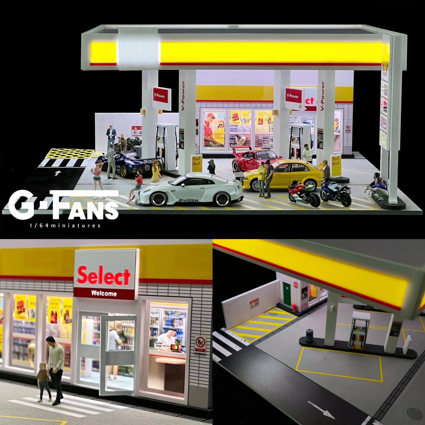 G Fans 1/64 Scale Car Garage Miniatures Model Car Parking Lot Diecast Scene Display Vehicle Scene Toy Background Collection