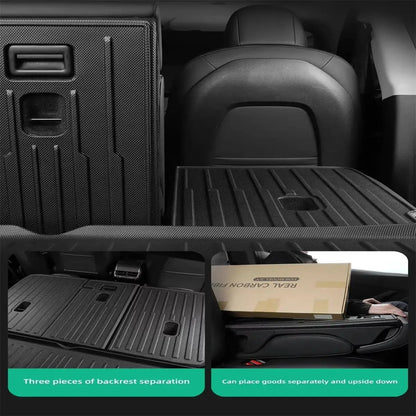 LUCKEASY for Tesla Model Y Launch Juniper 2025 2026 Rear Trunk Seat Backrest Cushion Anti-Kick Mat Car TPE Trunk Protection Pad