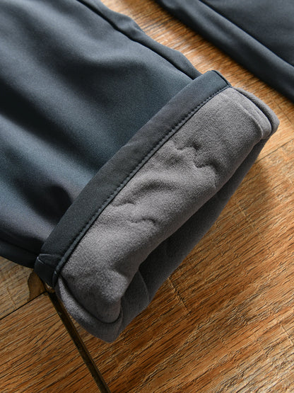 Thickened Fleece Lined Loose Straight Leg Cotton Pants for Men Winter Outdoor Sports Warm Self-Heating Casual Basic  Color