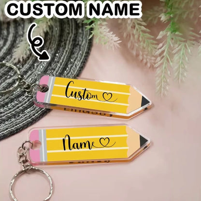 Customized Pencil Keychain, Personalized Acrylic Keychain, Custom Handbag Charm, Customizable Text Birthday Gift, Name Keychain, Unisex Keychain, Keychain, Valentine's Day Gift, Anniversary Gift, College Essentials, Teacher G