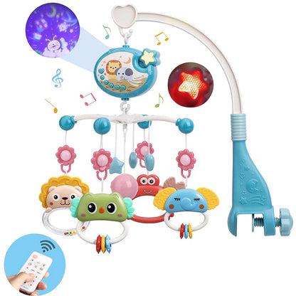 Musical Baby Crib Mobile with Lights Music Projection for Infants Remote Control Crib Toys for Newborn Baby Mobile for Cribs