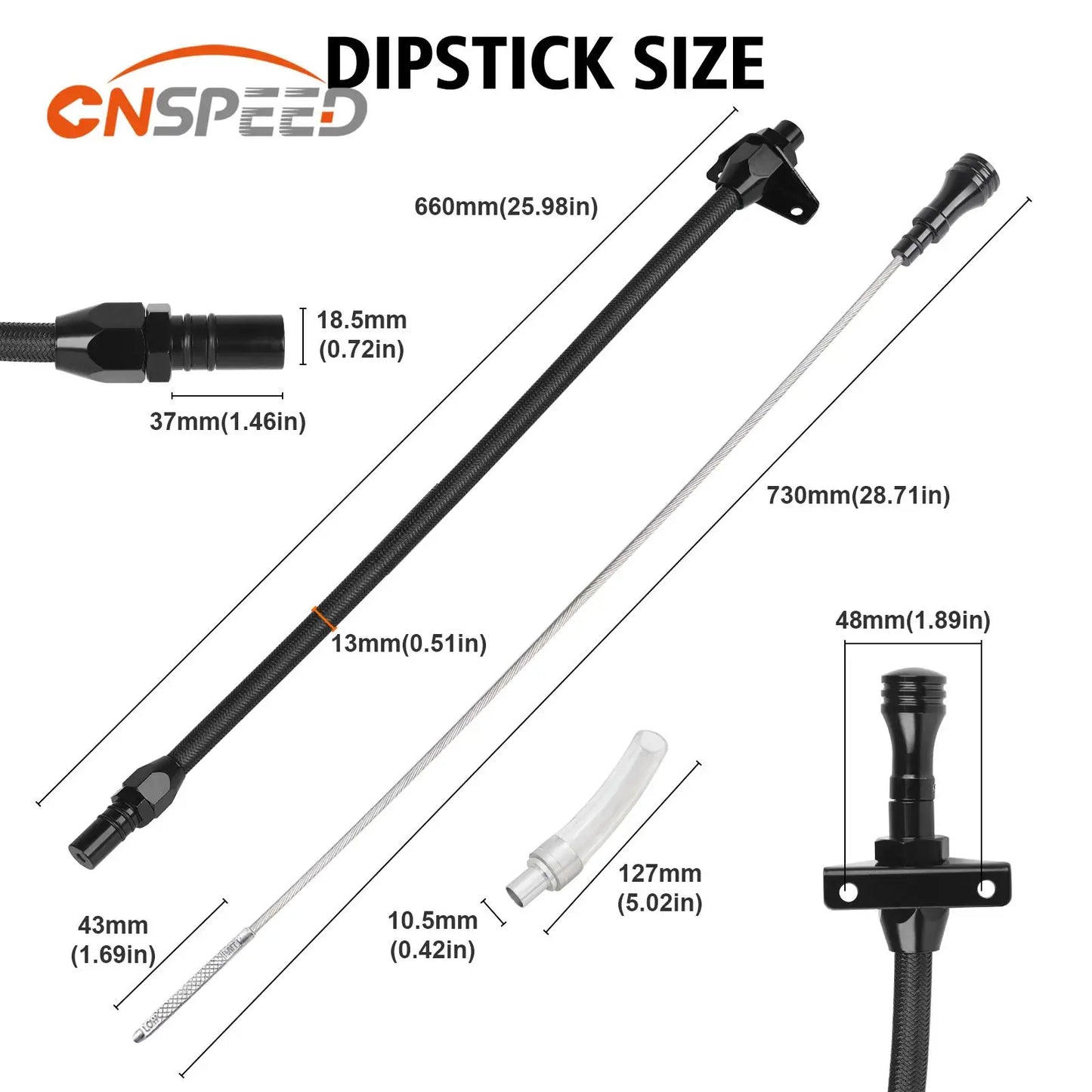 CNSPEED Oil Dipstick Tube with Stainless Steel Black Housing For GM 4L60E 4L80E Transmission Dipstick LS LS1 LS3 LS6 LSX Engine