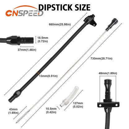 CNSPEED Oil Dipstick Tube with Stainless Steel Black Housing For GM 4L60E 4L80E Transmission Dipstick LS LS1 LS3 LS6 LSX Engine