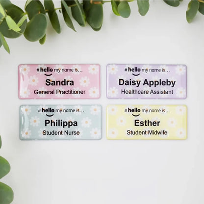 Personalized Custom Name, Rainbow Polka Dot Hello My Name Is, Name Badge Nurse, Midwife Hospital, Doctor Nurse, Intern