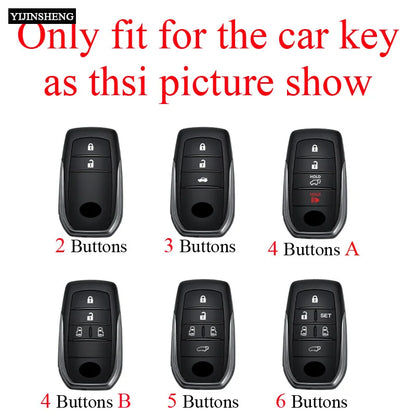 Zinc Alloy + PU Leather Car Key Case Cover For 2019-2025 Land Cruiser Highlander Camry Sienna Venza Hilux Fortuner Corolla Prius