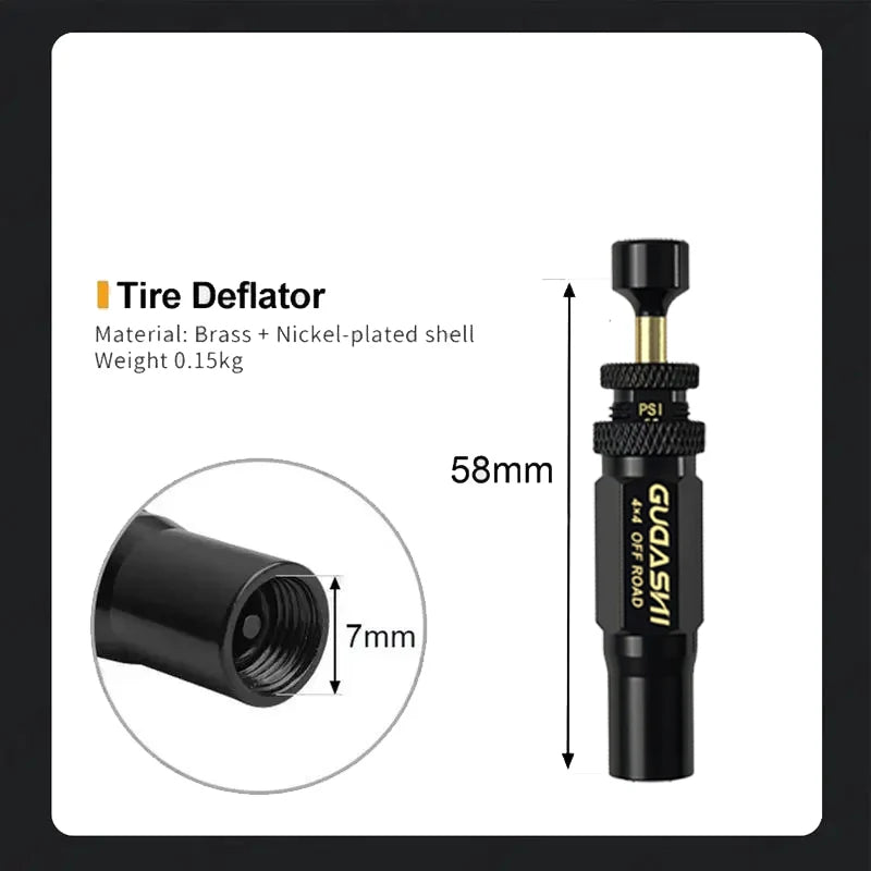 4pcs Tire Pressure Reduction Kit 10-30 PSI/0.7-2.1 BAR Auto-Stop Deflator Valve Set for Offroad Motorcycle SUV and Truck Tires