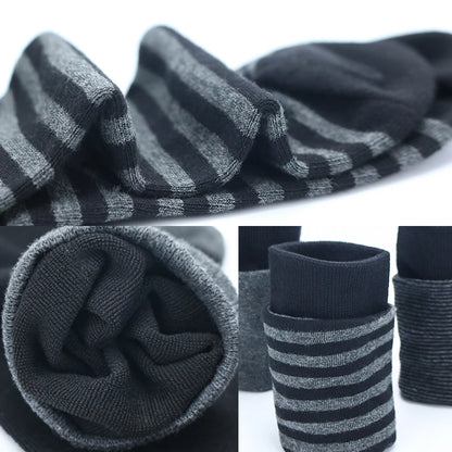 5Pairs High Quality Men's Long Socks Striped Solid Color Business Sports Breathable New Male Black Plus Size EU40-47