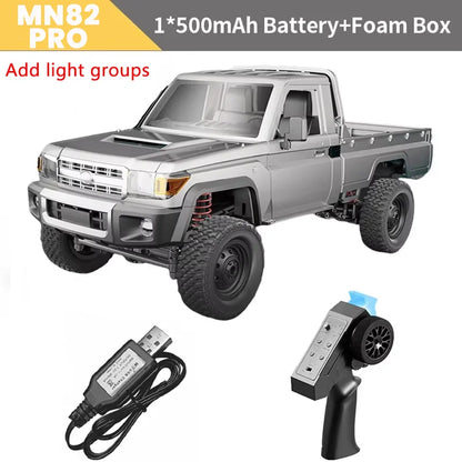 New MN82 1:12 RC Pickup Crawler Truck 2.4G Remote Control 4WD All Terrain Off Road Climbing Car Ideal Gift for Hobby Enthusiasts