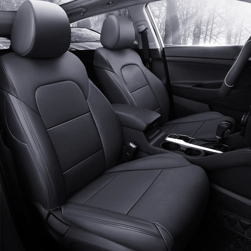 Custom Fit Car Accessories Seat Covers for Hyundai Santa Fe Tucson Elantra Palisade Kona Sonata Loniq 5-8 Seats Leather Full Set