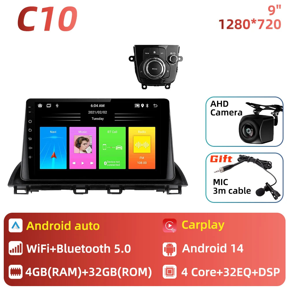 Car Radio For Mazda 3 Axela 2013 - 2018 Android Car Multimedia Player GPS Navigation Carplay Auto Stereo 2 Din Head Unit 4G DSP