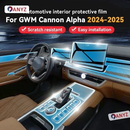 For GWM Cannon Alpha 2024 2025 Car Panel Film Dashboard Protective Sticker Interior Anti-Scratch Film Cover Accessories