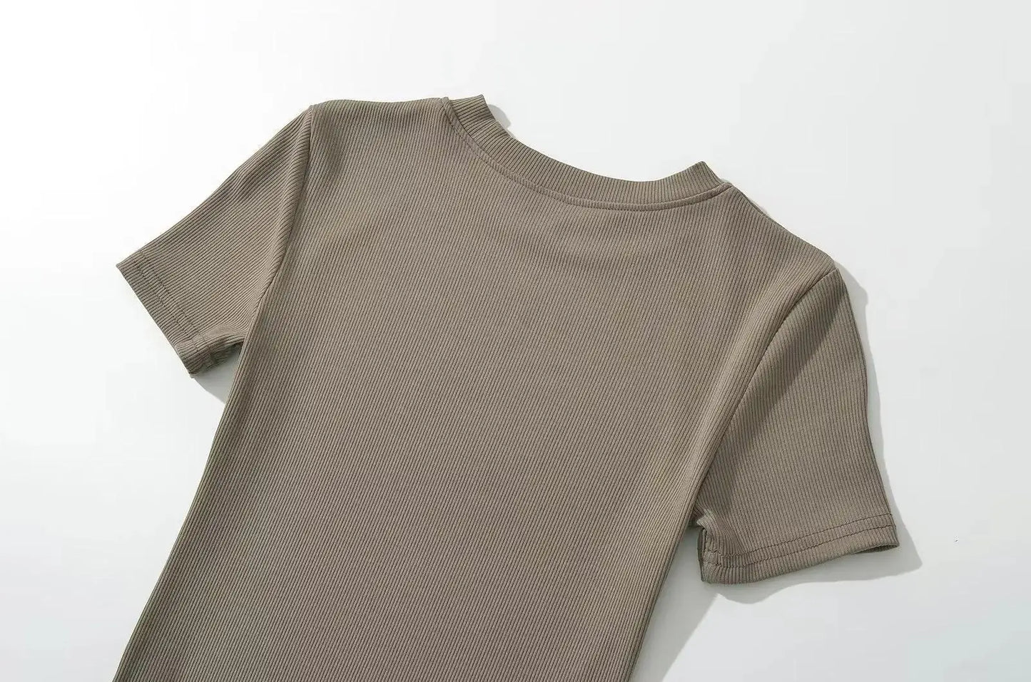 Summer Short Sleeve O-neck Knitted Bodysuits Women Stretchable Slim Basic Solid Color Tops