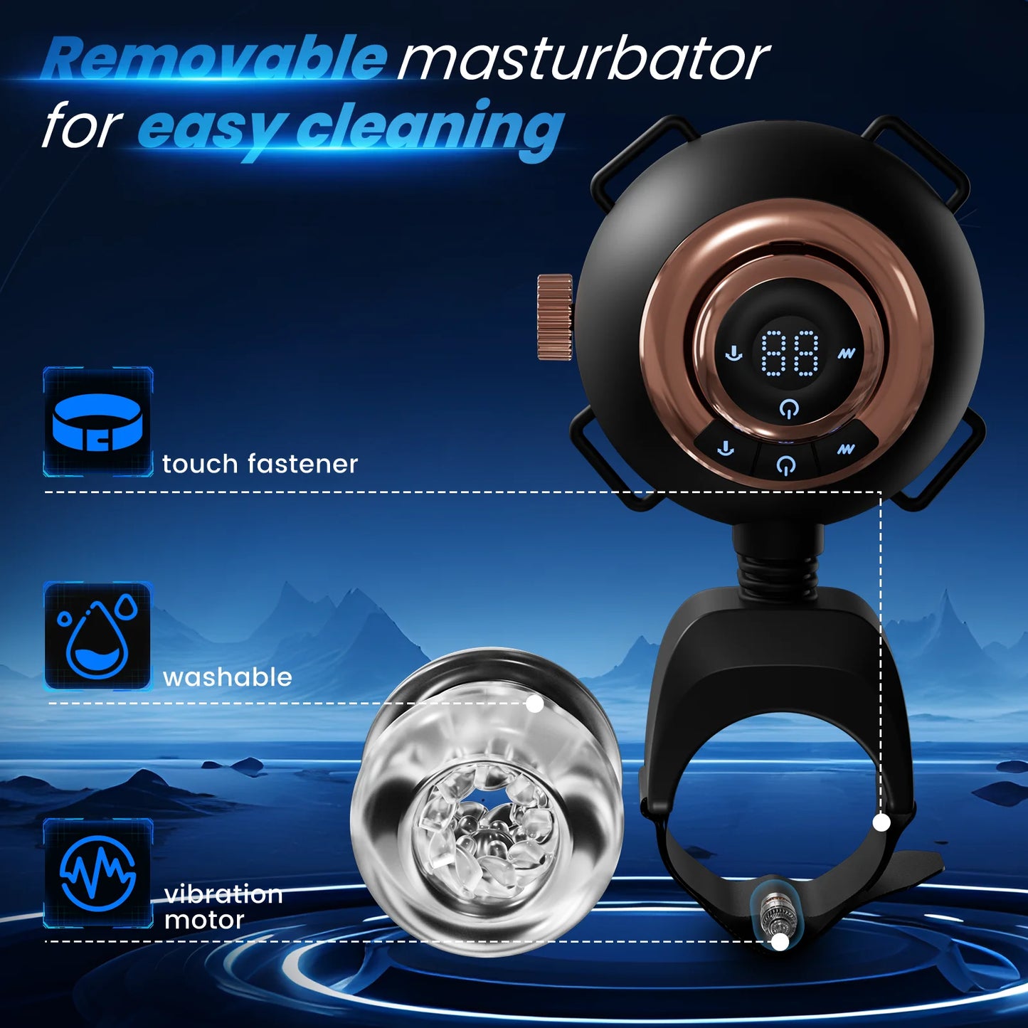 Wearable Automatic Male Masturbator with Removable Belts LCD Adjustable Males Adults Sex Toys Penis Masturbation Stroker for Men
