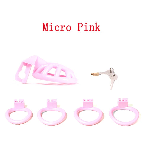 Negative/Micro/Small Chastity Cage for Sissy Sex Toys with 4 Size Cock Rings Pink/Black/White Bdsm Penis Lock Adult Toys for Men