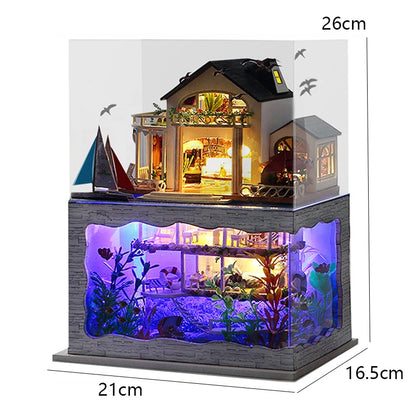 DIY Wooden Miniature 3D Puzzle Building Kits Cottage Doll Houses With Furniture Light Casa Dollhouses Friends Birthday Gifts