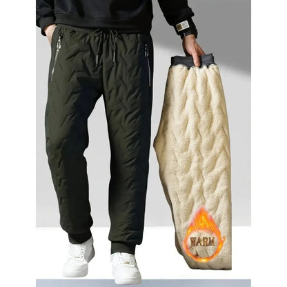 UETEEY Winter Thermal Fleece Pants Men Plush Lambswool Thicken Warm Waterproof Trousers Man Casual Windproof Joggers Sweatpants