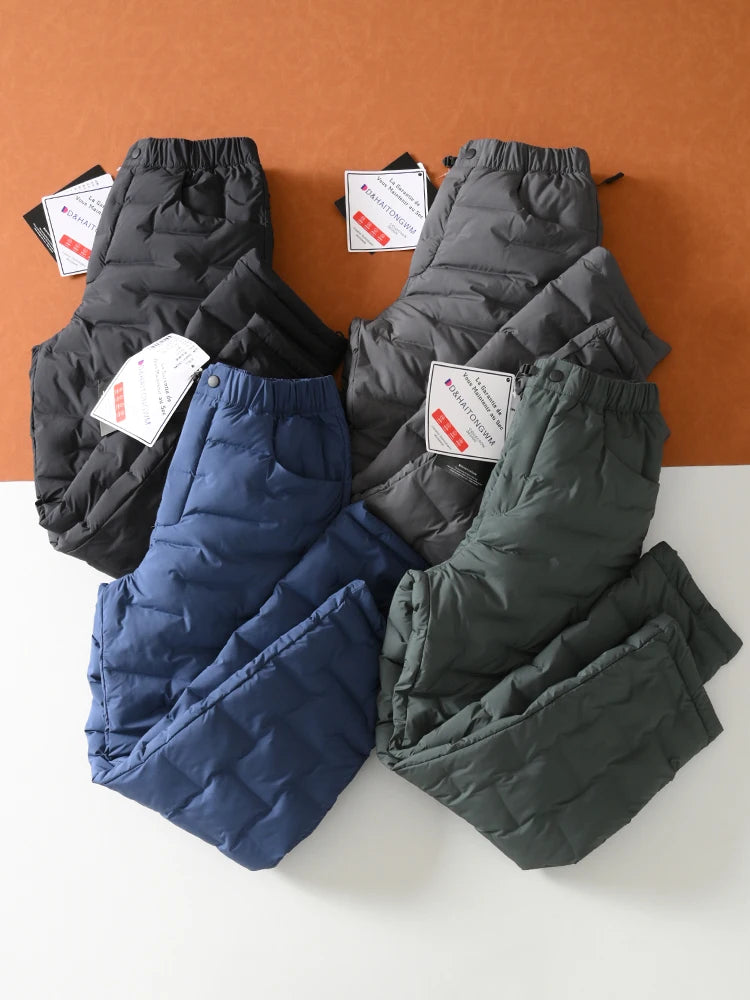 Thickened Winter Ski Pants Men Women Straight Leg Polar Cold Resistant Warm Cotton Trousers Fashionable Long Pants Pure Color