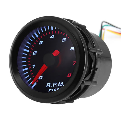 0~8000 RPM Meter Smoke Lens 2" 52mm Universal Car Motor White Led Meter Pointer Tachometer