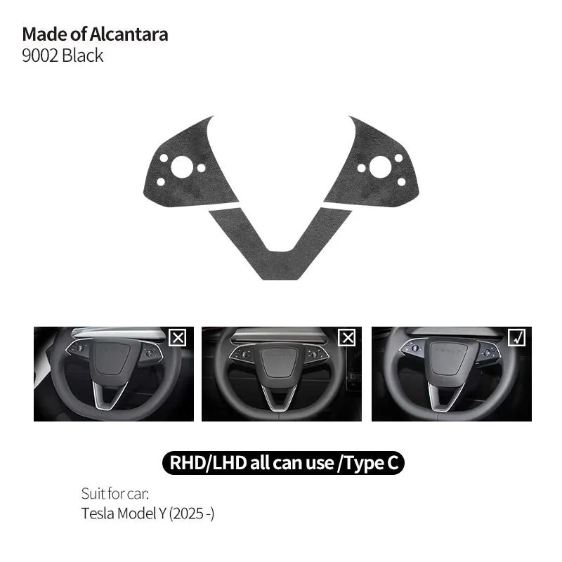 Made of Alcantara For Tesla Model 3 (2024-)/Model Y (2025-) Steering Wheel Trim Frame Sticker Car Interior Tuning Accessories