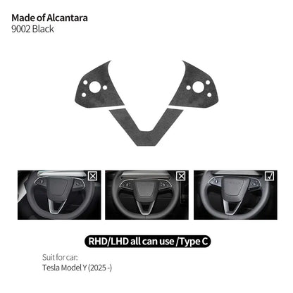 Made of Alcantara For Tesla Model 3 (2024-)/Model Y (2025-) Steering Wheel Trim Frame Sticker Car Interior Tuning Accessories