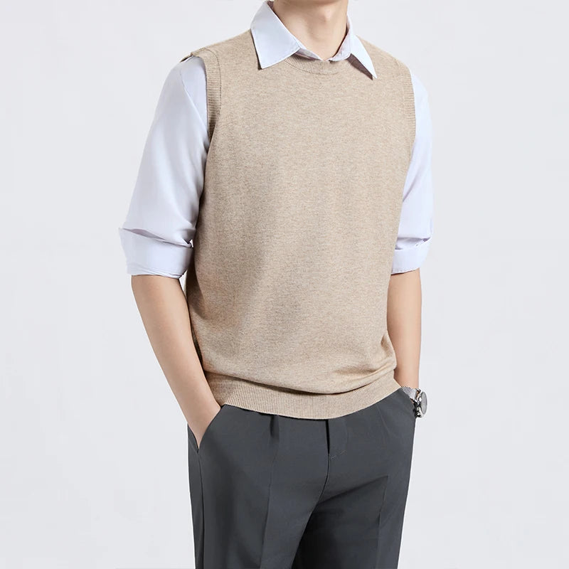 Cityboy Knitted Vest for Men Autumn Winter Trendy Brand Sleeveless American Style High-End Feel Shoulder Top Outerwear
