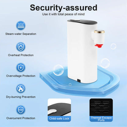 White Instant Hot Water Dispenser 5 Temperature Settings 1500W LED Display Portable Water Warmer 3 Usage Modes Countertop Baby Bottle Warmer Formula Maker Mineral Bottled Water Dispenser US Three pin Plug