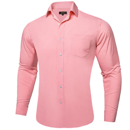 Solid Men Shirts Long Sleeve Cotton Polyester Blue Green Yellow Classic Basic Casual Slim Business Office Shirts Clothes