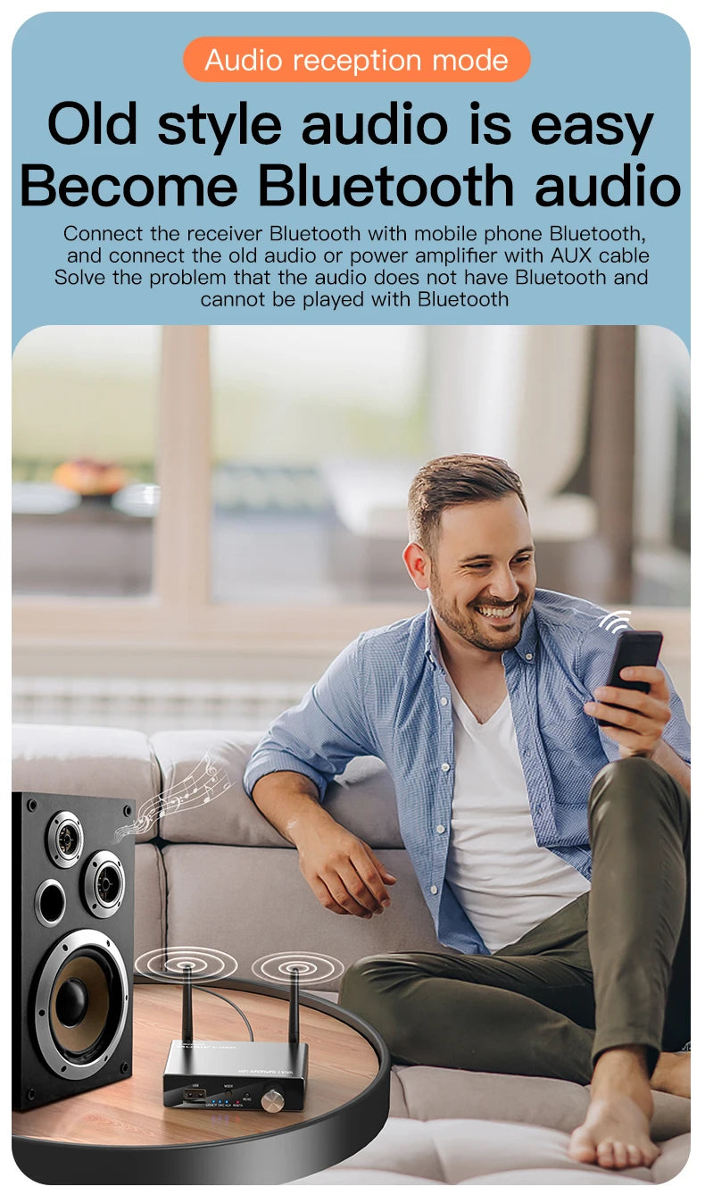6 IN 1 DAC Bluetooth 5.3 Receiver Transmitter Optical Coaxial AUX RCA USB TF Wireless Audio Adapter Digital to Analog Converter