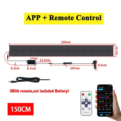 LED Truck Car Devil Eye Dynamic Pixel Panel Light Soft Foldable Lighting Scrolling 12V 24V For Board Windshield APP Remote