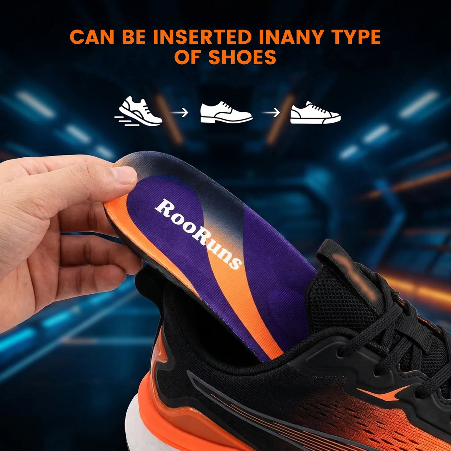 1Pair Orthotic Shoe Insoles with High Arch Support, Shock Absorbing Anti-Fatigue Inserts for Walking Running Standing All Day