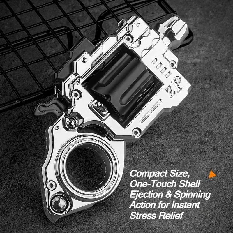One Hand Spin Shoot Alloy Revolver EDC Metal Fidget Toy with 20 Plastic Bullets Stress Relief Mini Ring Gun for Adults Teens